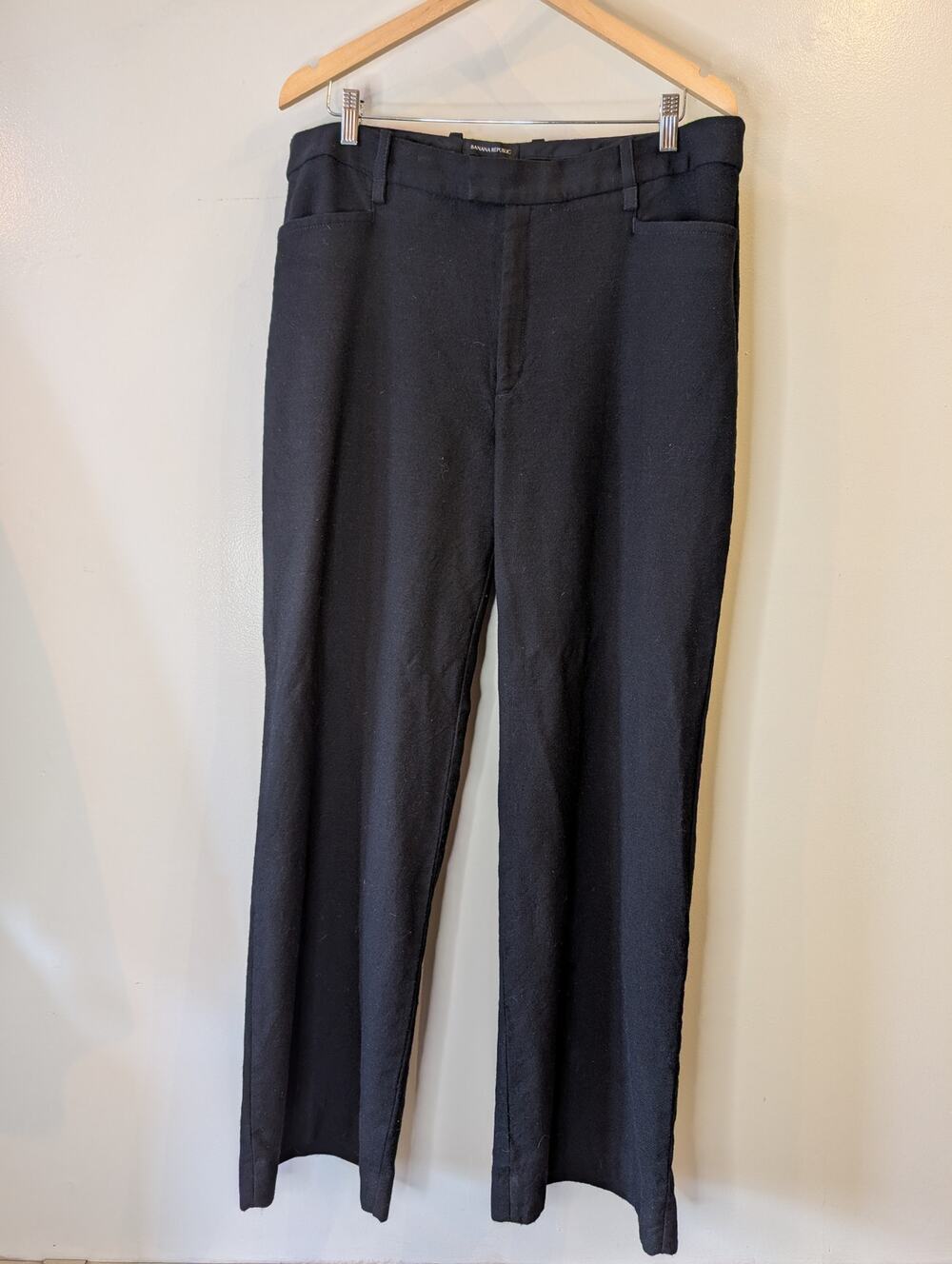 Banana Republic 100% Wool Straight Leg Tailored Trouser Black Classic 16